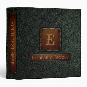 Classeur Monogramme élégant en cuir vert foncé