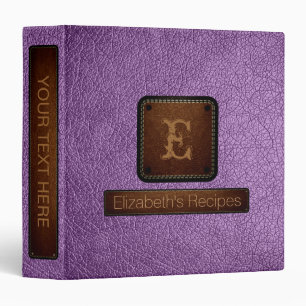 Classeur Monogramme élégant en cuir violet africain