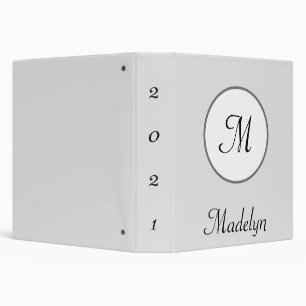 Classeur Monogramme élégant gris personnalisé