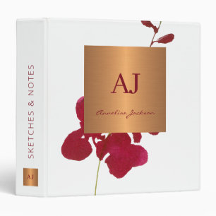 Classeur Monogramme élégant or glamour affaires bureau scol