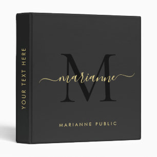 Classeur Monogramme Elégant Personnalisé Faux Gold Texte No