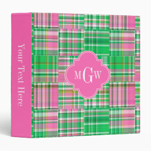Classeur Monogramme Emerald Hot rose Preppwork Madras
