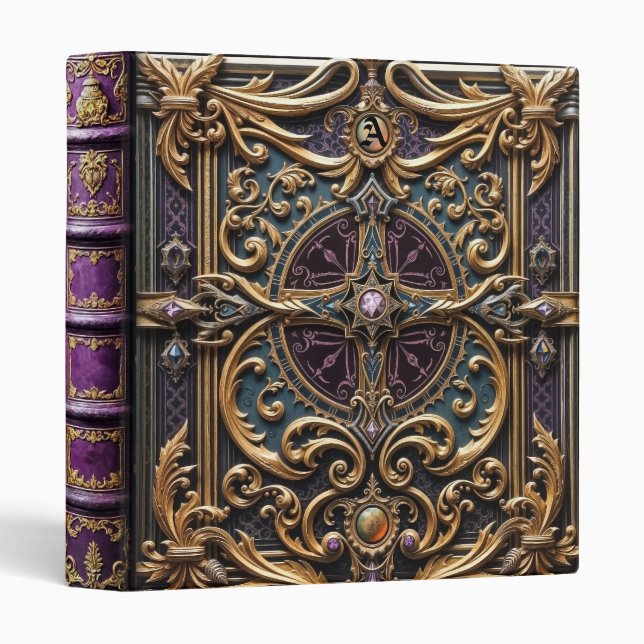 Classeur Monogramme en cuir de vampire orné (Devant/Côté)