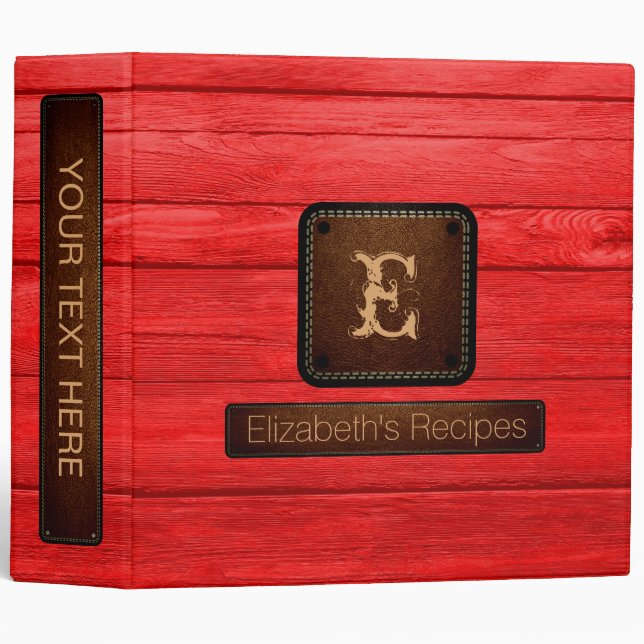 Classeur Monogramme en cuir élégant en bois #26 (Devant/Côté)