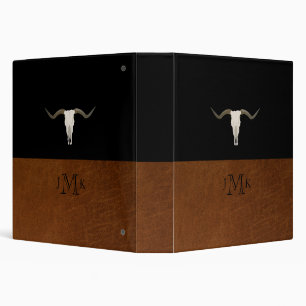 Classeur Monogramme en cuir noir et Brown rustique