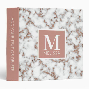 Classeur Monogramme en marbre doré Rose moderne
