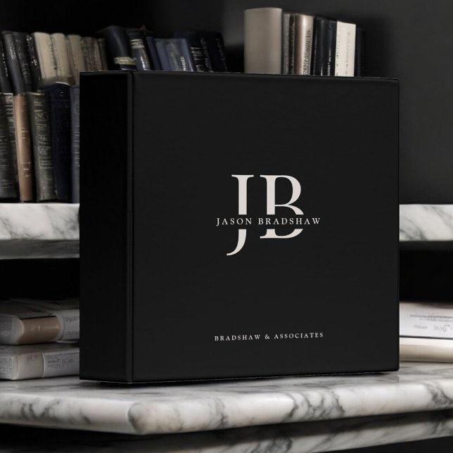 Classeur Monogramme et nom classique simple professionnel (Personalize with your name, monogram initials and company name.)