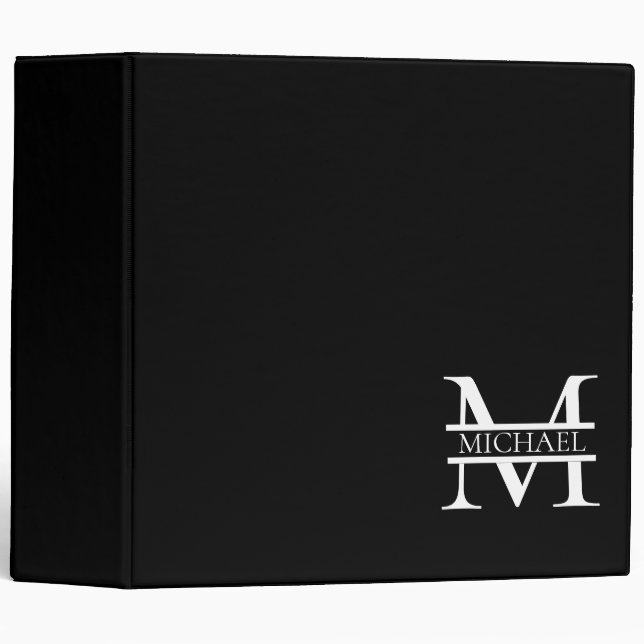 Classeur Monogramme et nom élégants personnalisés (Devant/Côté)