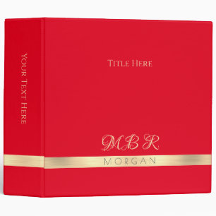 Classeur Monogramme et nom en or fantaisie DIY, titre, roug