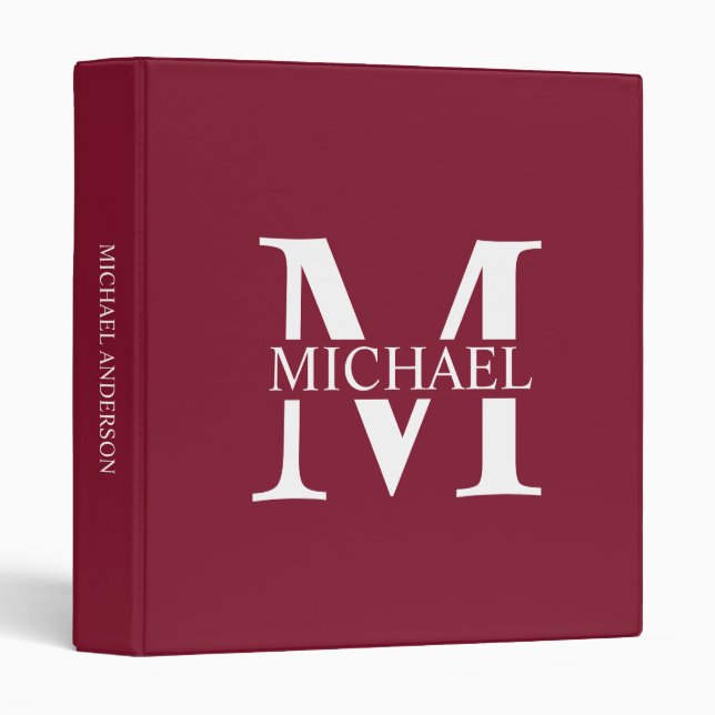 Classeur Monogramme et nom personnalisés (Devant/Côté)