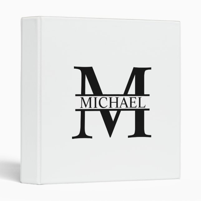 Classeur Monogramme et nom personnalisés (Devant/Côté)