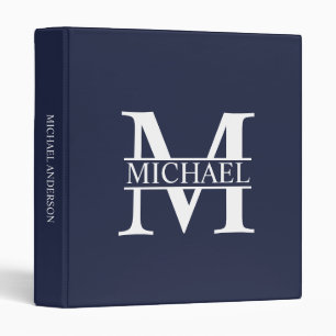 Classeur Monogramme et nom personnalisés bleu marine