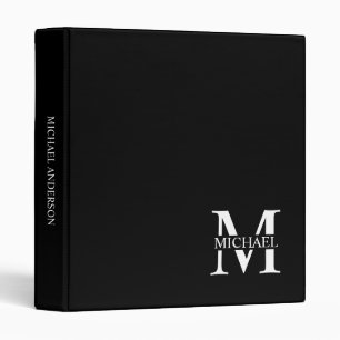 Classeur Monogramme et nom personnalisés en noir