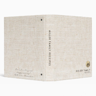 Classeur Monogramme Faux-Canvas Print Family Recette Mariag