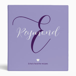 Classeur Monogramme Féminin Recettes Favorites Violet