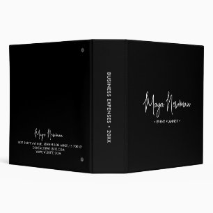 CLASSEUR MONOGRAMME FÉMININE MINIMALISTE MODERNE NOIR CHIC