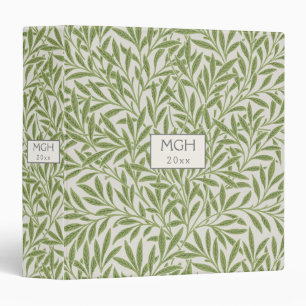 Classeur Monogramme Feuille vintage vert saule