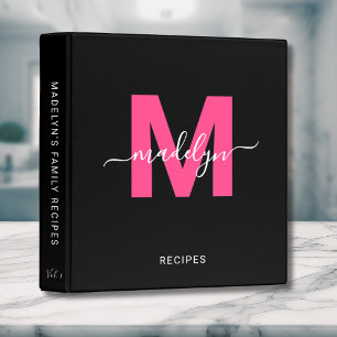 Classeur Monogramme fillette calligraphie rose
