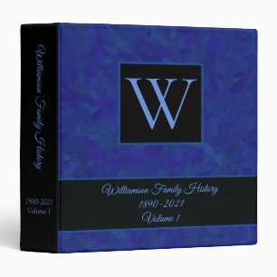 Classeur Monogramme floral bleu élégant Histoire de la fa