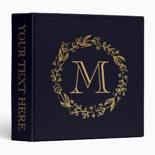 Classeur Monogramme floral doré