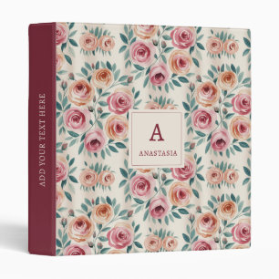 Classeur Monogramme floral élégant aquarelle