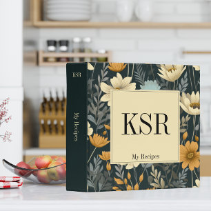 Classeur Monogramme Floral Moderne Recettes de Famille