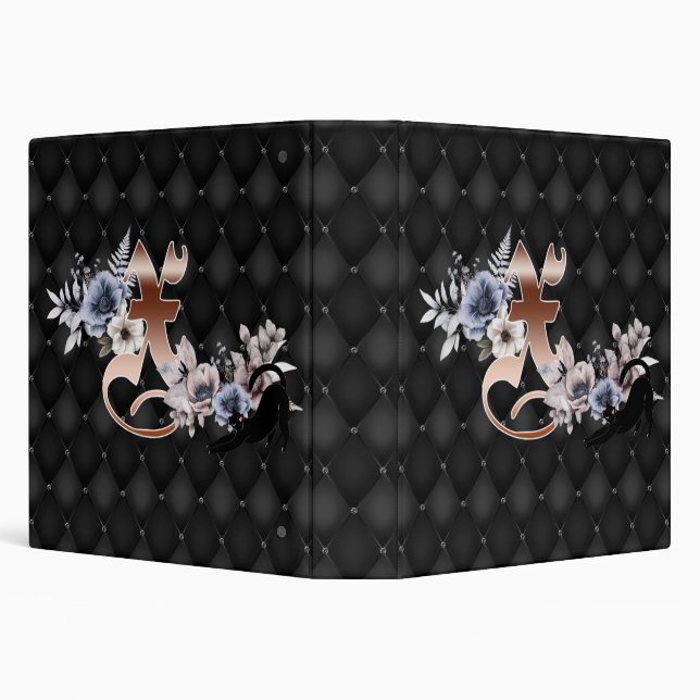 Classeur Monogramme floral X Chat noir (Arrière-plan)