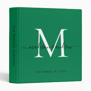 Classeur Monogramme Forêt classique Vert Script Mariage Alb