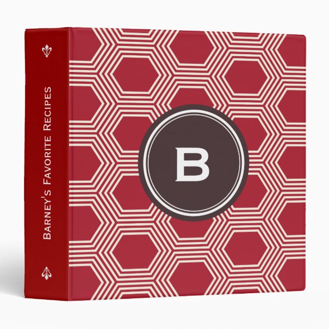 Classeur Monogramme géométrique de motifs de nid d'abeilles (Devant/Côté)