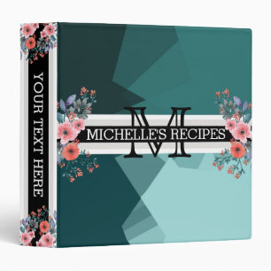 Classeur Monogramme Géométrique Moderne Floral Vintage #14