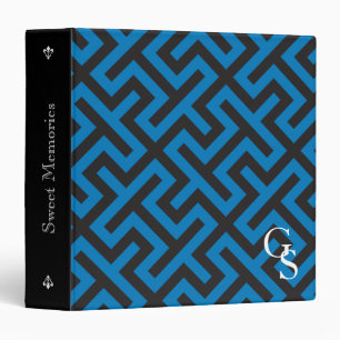 Classeur Monogramme géométrique principal grec bleu moderne