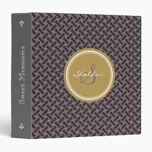 Classeur Monogramme géométrique principal grec brun chic de