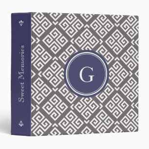 Classeur Monogramme géométrique principal grec gris chic