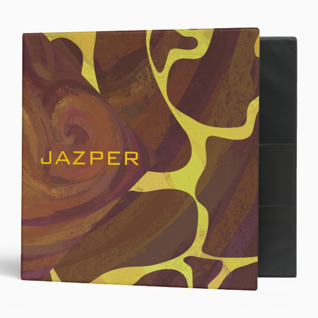 Classeur Monogramme Giraffe Brown, Impression Jaune (Devant/intérieur)