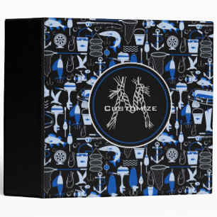 Classeur Monogramme Gone Pêche Motif bleu