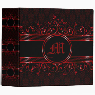 Classeur Monogramme gothique orné noir et rouge