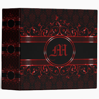 Classeur Monogramme gothique orné noir et rouge