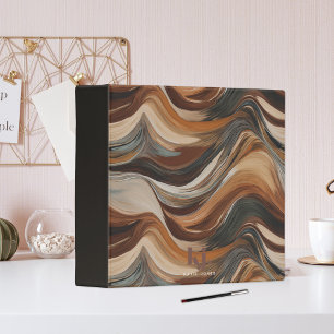 Classeur Monogramme Grain de Bois Abstrait Tons Terre Boho