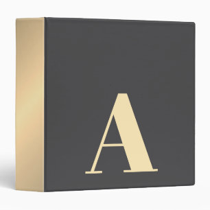Classeur Monogramme Gras Élégant Gris Foncé Or Faux