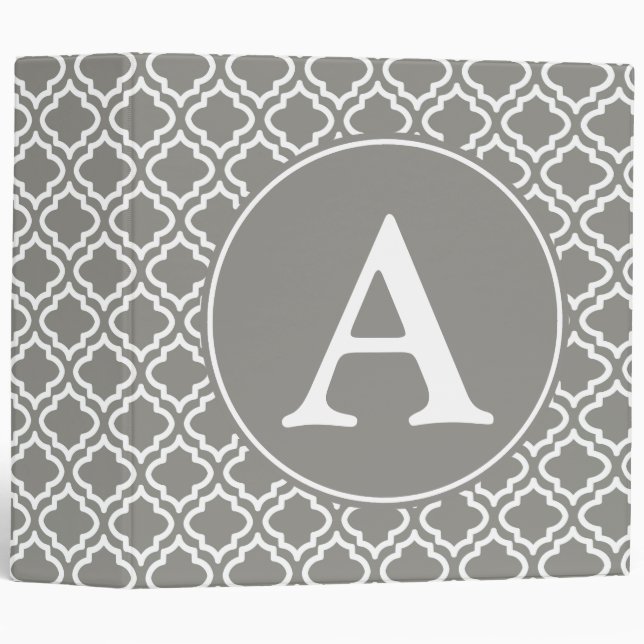Classeur Monogramme Gris (Devant/Côté)