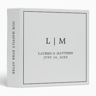 Classeur Monogramme gris clair simple Mariage élégant