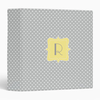 Classeur Monogramme gris et jaune de point de polka