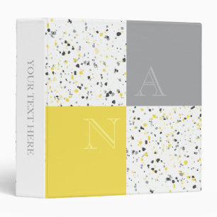 Classeur Monogramme gris-jaune moderne Terrazzo