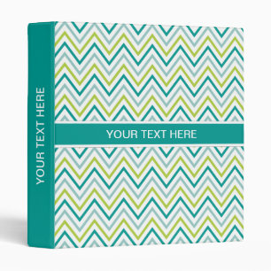 Classeur Monogramme gris vert turquoise de zigzag de