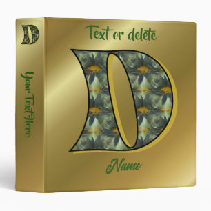 Classeur Monogramme Initial D Fleurs Art Personnalisé