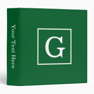 Classeur Monogramme initial encadré vert forêt blanc