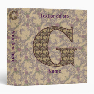 Classeur Monogramme Initial G Floral Vintage Personnalisé