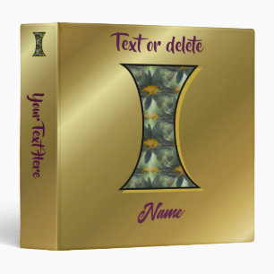 Classeur Monogramme Initial I Art Floral Personnalisé de Ma