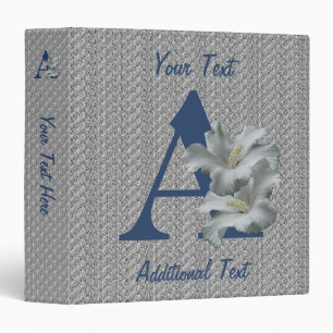 Classeur Monogramme initiale A personnalisée de fleur d'Hib