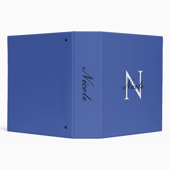 Classeur Monogramme Initiale Nom Propre Manuscrit Bleu (Arrière-plan)